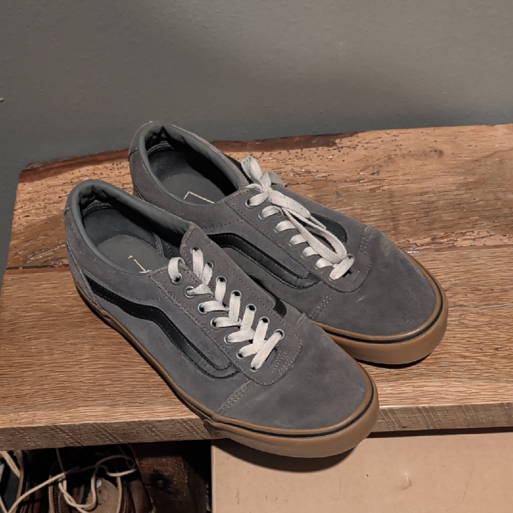 Vans Gray and Tan Suede Sneakers